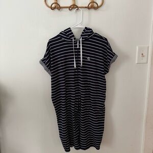 Lauren Ralph Lauren striped short sleeve zip up hoodie L